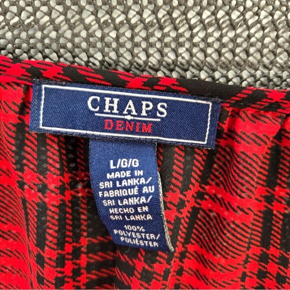 Women's Size Large Chaps Denim 3/4 Sleeve 5 Button Pull Over Blouse - Picture 7 of 12